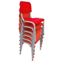 Kit 6 Cadeiras Infantil Polipropileno LG flex Reforçada Empilhável WP Kids Vermelha - LG Flex Cadeiras