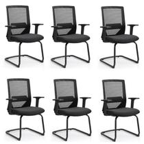 Kit 6 Cadeiras Interlocutor Office Chicago Fixa