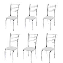 Kit 6 cadeiras Ipanema cromada para cozinha-material sintético branco Kit 6 cadeiras Ipanema cromada para cozinha-material sintético branco