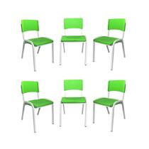 Kit 6 Cadeiras Iso Infantil Verde Limão Brinquedoteca Escola Creche Igreja Empilhavel