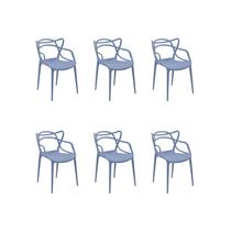 Kit 6 Cadeiras Jantar Allegra Azul Caribe PP Rivatti