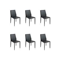 Kit 6 Cadeiras Jantar Amanda Preta PVC Rivatti Kit 6 Cadeiras Jantar Amanda Preta PVC Rivatti