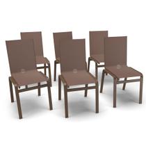 Kit 6 Cadeiras Jantar Área Gourmet Alumínio Marrom