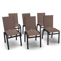 Kit 6 Cadeiras Jantar Área Gourmet Alumínio Preto