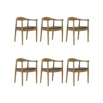 Kit 6 Cadeiras Jantar Carolina Madeira Natural PU
