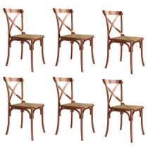 Kit 6 Cadeiras Jantar Cross Katrina Cobre Assento Bege Aço