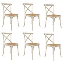 Kit 6 Cadeiras Jantar Cross Katrina X Off White Assento Bege Aço Kit 6 Cadeiras Jantar Cross Katrina X Off White Assento Bege Aço