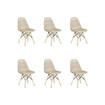 Kit 6 Cadeiras Jantar Eiffel Botonê Nude Poliuretano