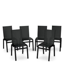 Kit 6 Cadeiras Jantar Gourmet Alumínio Preto Tela Preto