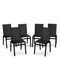 Kit 6 Cadeiras Jantar Gourmet Alumínio Preto Tela Preto