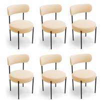 Kit 6 Cadeiras Jantar Margara MDF e Aço Bouclê Bege D'Rossi