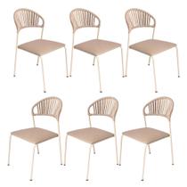 Kit 6 Cadeiras Jantar Rubi Aço Carbono Enc. em Corda Náutica Kit 6 Cadeiras Jantar Rubi Aço Carbono Enc. em Corda Náutica
