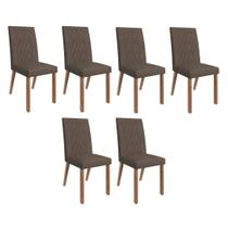 Kit 6 Cadeiras Lara Madeira Maciça Canela/Veludo Marrom Espresso Móveis