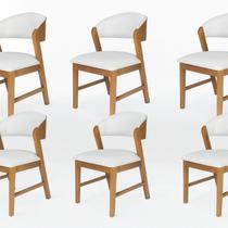 Kit 6 Cadeiras Madeira Maciça Design Italiano Sofisticada Arabesco material sintético Siena Bege/Amêndoa
