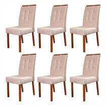 Kit 6 Cadeiras Madeira Maciça, Detalhe em Botonê e Estofada Sophia Espresso Móveis