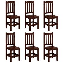 Kit 6 Cadeiras Madeira Maciça Diamante Cor Castanho Nemargi