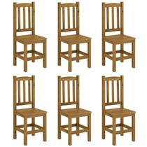 Kit 6 Cadeiras Madeira Maciça Diamante Cor Nogueira Nemargi