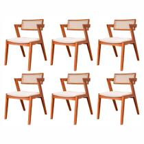 Kit 6 cadeiras Madeira Maciça, Rattan de Fibra 100% Natural e Estofada Verona Espresso Móveis
