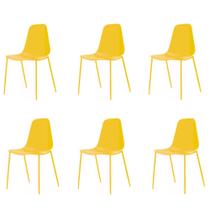 Kit 6 Cadeiras Miami Abi Fratini Polipropileno Cor Amarelo Base em Aço com Pintura Epóxi Amarelo