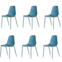Kit 6 Cadeiras Miami Abi Fratini Polipropileno Cor Azul Sonho Distante Base em Aço com Pintura Epóx Azul