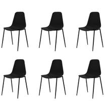 Kit 6 Cadeiras Miami Abi Fratini Polipropileno Cor Preto Base em Aço com Pintura Epóxi Preto