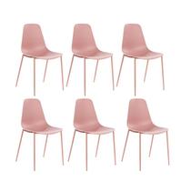 Kit 6 Cadeiras Miami Rosê Polipropileno e Aço Fratini