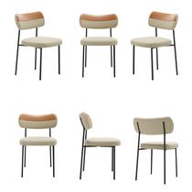 Kit 6 Cadeiras Mila Jantar Gourmet Linho Gengibre/whisky Aço Carbono - Mobili