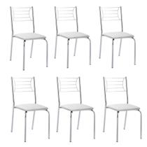 Kit 6 Cadeiras Nanda cromada para cozinha ou espaço gourmet-Assento branco Kit 6 Cadeiras Nanda cromada para cozinha ou espaço gourmet-Assento branco