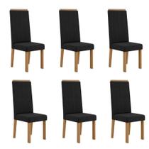 Kit 6 Cadeiras Nice com Espaldar Tecido Veludo Suede, Pés em MDF com Sapatilhas Plásticas Sonetto