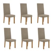 Kit 6 Cadeiras Nice Com Espaldar Tecido Veludo Suede Pés em MDF com Sapatilhas Plásticas Sonetto