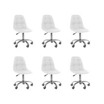 Kit 6 Cadeiras Office Eiffel Botonê Oficial Base Branco