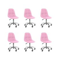 Kit 6 Cadeiras Office Eiffel Botonê Oficial Base Rosa