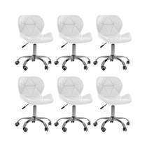 Kit 6 Cadeiras Office Eiffel Slim Ajustável Base Giratória