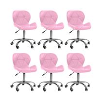 Kit 6 Cadeiras Office Eiffel Slim Ajustável Base Giratória