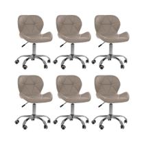 Kit 6 Cadeiras Office Eiffel Slim Ajustável Oficial Bege