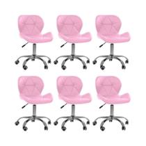 Kit 6 Cadeiras Office Eiffel Slim Ajustável Oficial Rosa Kit 6 Cadeiras Office Eiffel Slim Ajustável Oficial Rosa