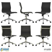 Kit 6 Cadeiras Office Sevilha PU Sem Braço Baixa Preta - Rivatti