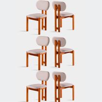 Kit 6 Cadeiras Organicas Turim Madeira Maciça Tecido e Linho Móveis Mundial Kit 6 Cadeiras Organicas Turim Madeira Maciça Tecido e Linho Móveis Mundial