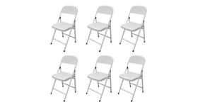 Kit 6 Cadeiras para Bar Casa Dobrável Resistente Aço Branco Kit 6 Cadeiras para Bar Casa Dobrável Resistente Aço Branco