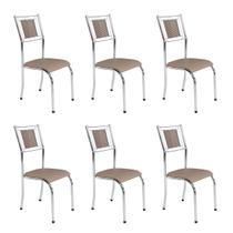 Kit 6 Cadeiras para Cozinha Belize Cromado/Bege 7077 - Wj Design