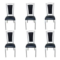 Kit 6 Cadeiras para Cozinha Paris Branco/Preto - Wj Design