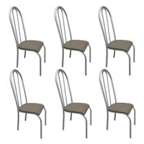 Kit 6 Cadeiras para Cozinha Requinte Branco/Bege - Wj Design Kit 6 Cadeiras para Cozinha Requinte Branco/Bege - Wj Design