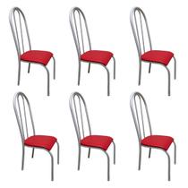 Kit 6 Cadeiras para Cozinha Requinte Branco/Vermelho - Wj Design
