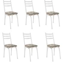 Kit 6 Cadeiras Para Cozinha Tubular D-13 Nara De Aço Branco-cedro