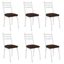 Kit 6 Cadeiras Para Cozinha Tubular D-13 Nara De Aço Branco-imbuia