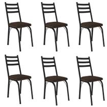 Kit 6 Cadeiras Para Cozinha Tubular D-13 Nara De Aço Preto-imbuia