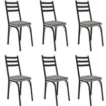 Kit 6 Cadeiras Para Cozinha Tubular D-13 Nara De Aço Preto-platina