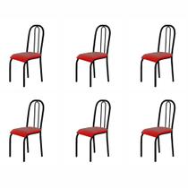 Kit 6 Cadeiras Para Mesa De Jantar 104 Preto/Vermelho