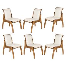Kit 6 Cadeiras para Mesa de Jantar 55x82 Cm Barcelona Madeira Maciça Imbuia Linho Bege Cru L71 - RMI Kit 6 Cadeiras para Mesa de Jantar 55x82 Cm Barcelona Madeira Maciça Imbuia Linho Bege Cru L71 - RMI