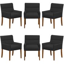 Kit 6 Cadeiras Para Mesa de Jantar Angel Base Madeira Corano Preto - Nexta Casa